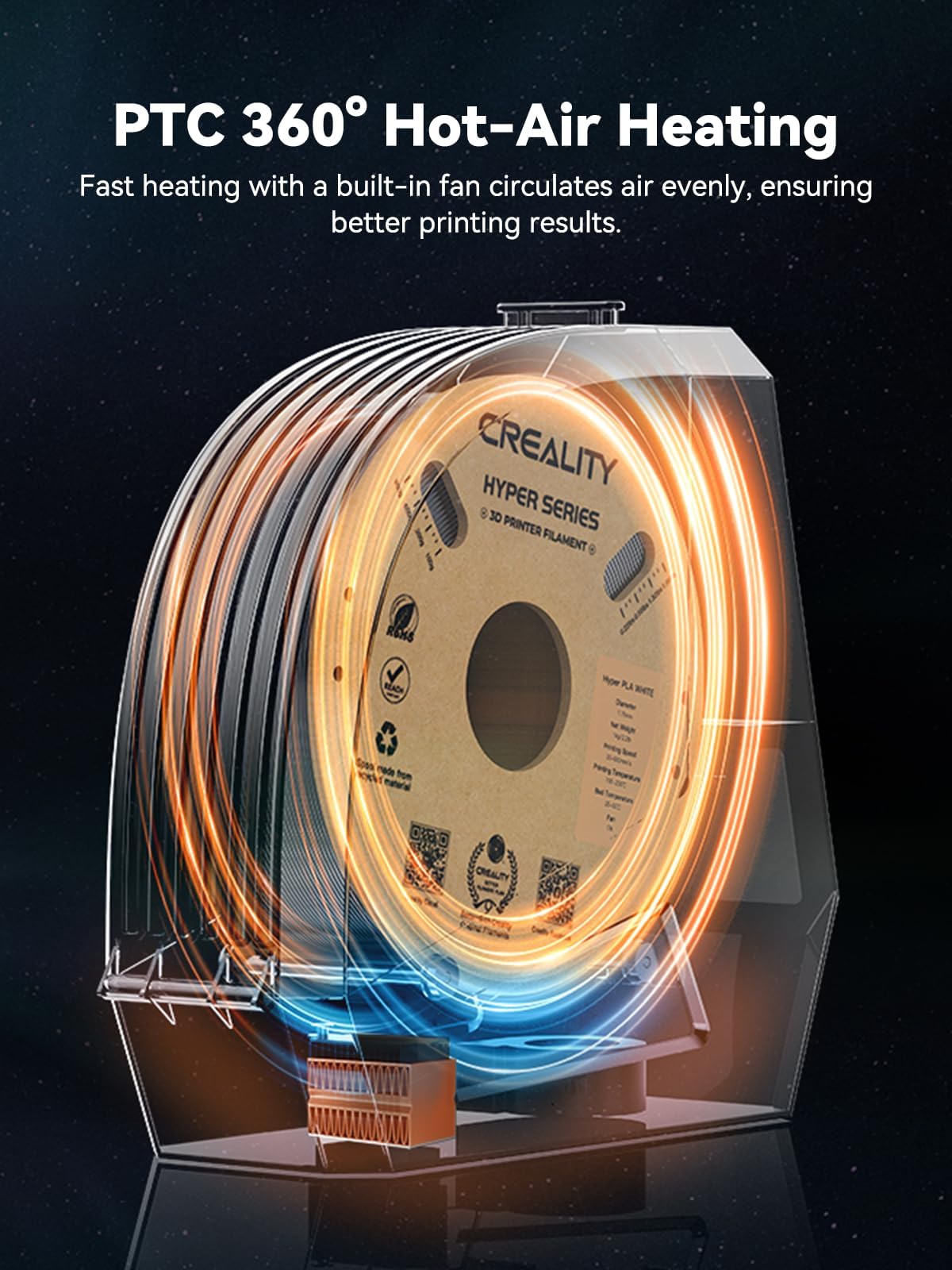 Creality Space Pi Filament Dryer, Filament Storage Box, Upgraded Double 360° Heating Drying with Fan&Touch Screen, 3D Printer Filament Spool Holder, Dehydrator 1.75/2.85/3mm PLA PETG ABS TPU Nylon