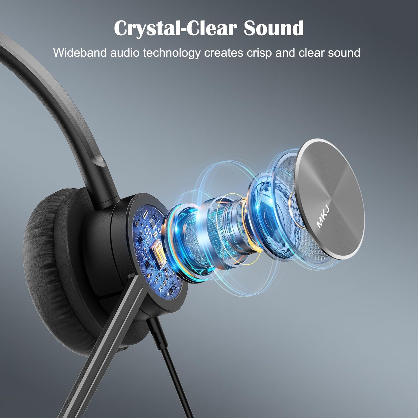 MKJ Phone Headset with Microphone, Noise Cancelling Wired VoIP Headphone for Call Center, Office Headset with RJ9 Jack for Cis co Phone 7841 7861 7942G 7961G 7962G 7971G 7975G 8841 9951 9971