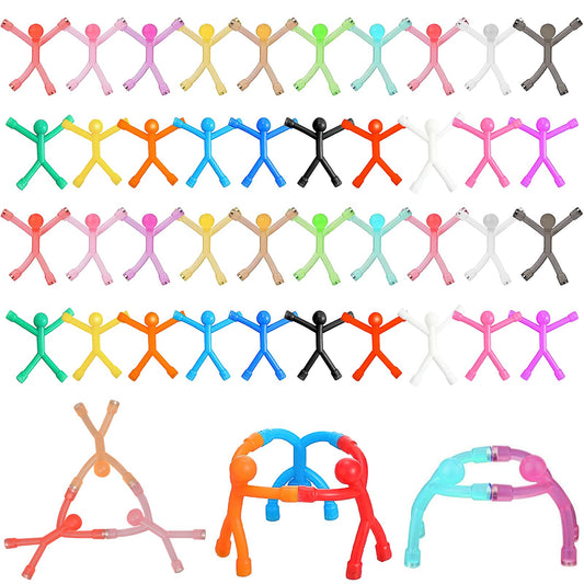 Beloss 40 Pack Magnetic Travel Toys, Fridge Magnet Men Mini Colorful Fidget Toys Silicone Magnetic People for Kids Adult Refrigerator Home Decoration, 20 Translucent + 20 Transparent, BE-040704