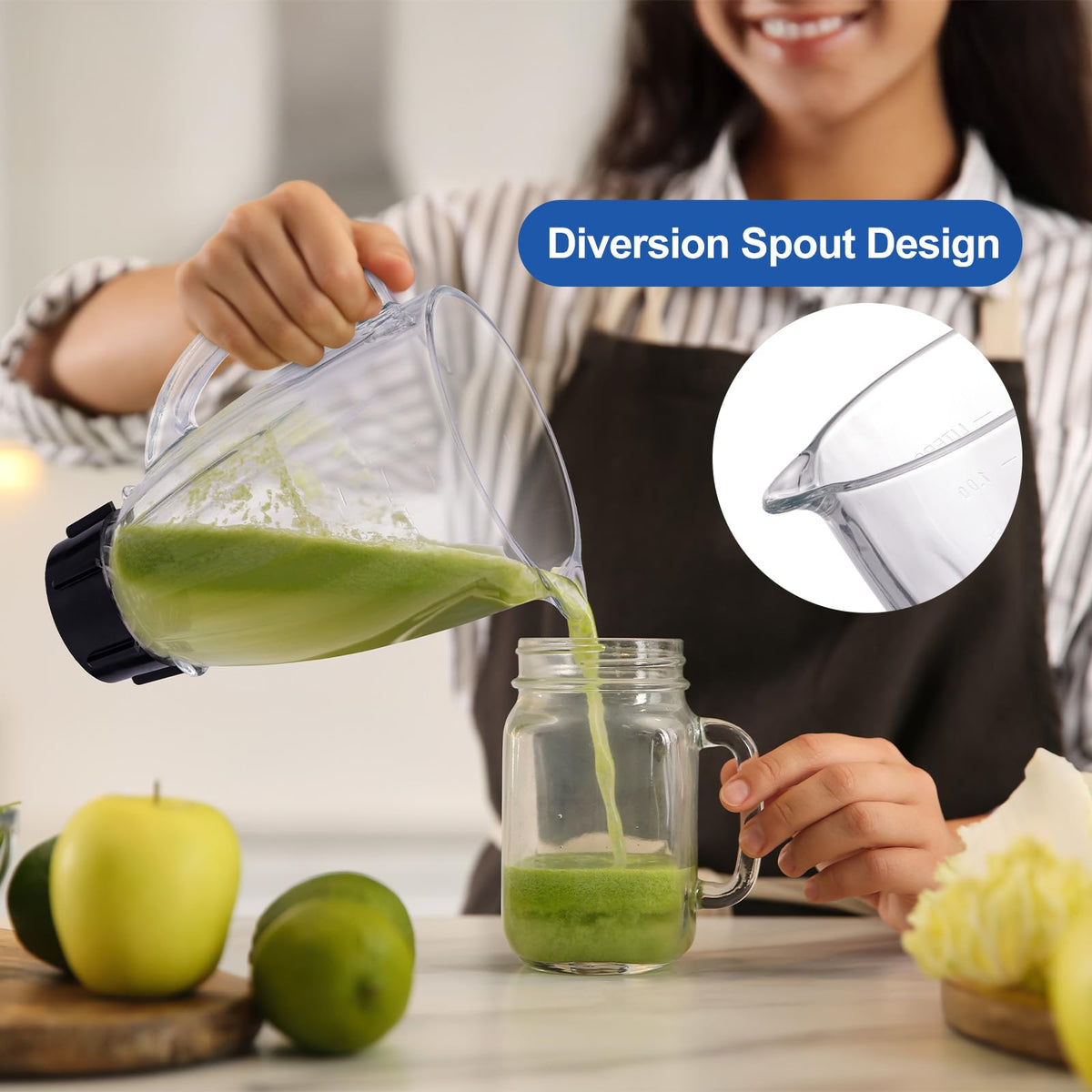 ChimimeDecor 6 Cup Blender Glass Jar Replacement Parts with Blade & Lid for Oster Osterizer NOT fit Pro Master or Versa Models