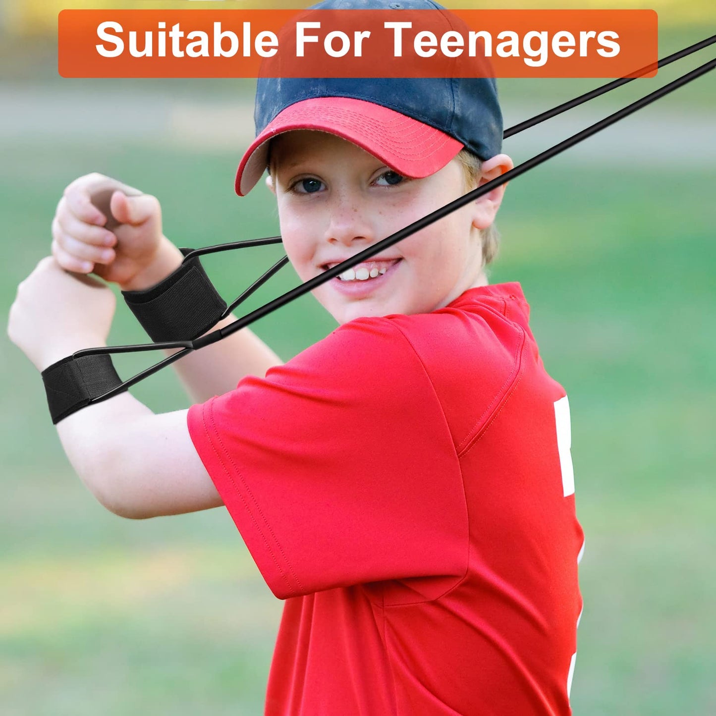 Skylety 3 Pcs Baseball Resistance Bands Youth & Adult Exercise Baseball Pitching Training Bands, 3 Levels 20/30/50 Lbs(Black, Blue, Red)