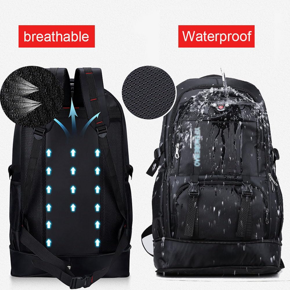 Large 65L Expandable Travel Backpack for Men/Women,Carry on Backpack Personal Item Travel Bag Waterproof Laptop Backpack(Black)