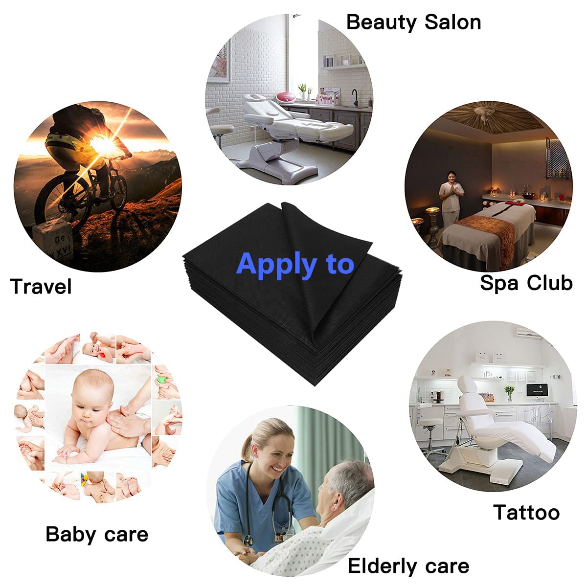 50 PCS 31" X 79"Thick Soft Massage Table Sheets Sets Disposable SPA Bed Sheets Non Woven Fabric Lash Bed Cover (Black)