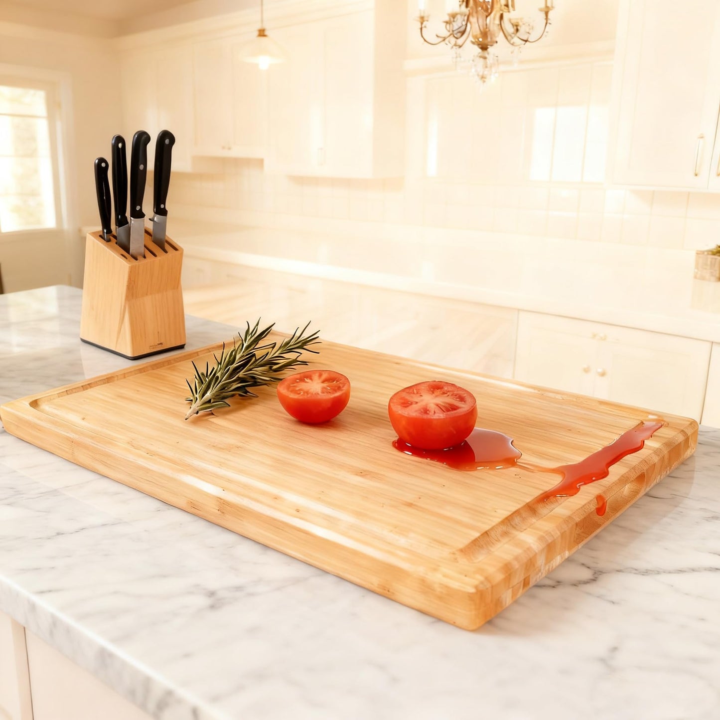 Utoplike Extra Large XXXL Bamboo Cutting Board 24'' x16''(60cm x 40cm), Largest Wooden Butcher Block for Turkey, Meat, Vegetables, BBQ, Chopping Board with Handle and Juice Groove