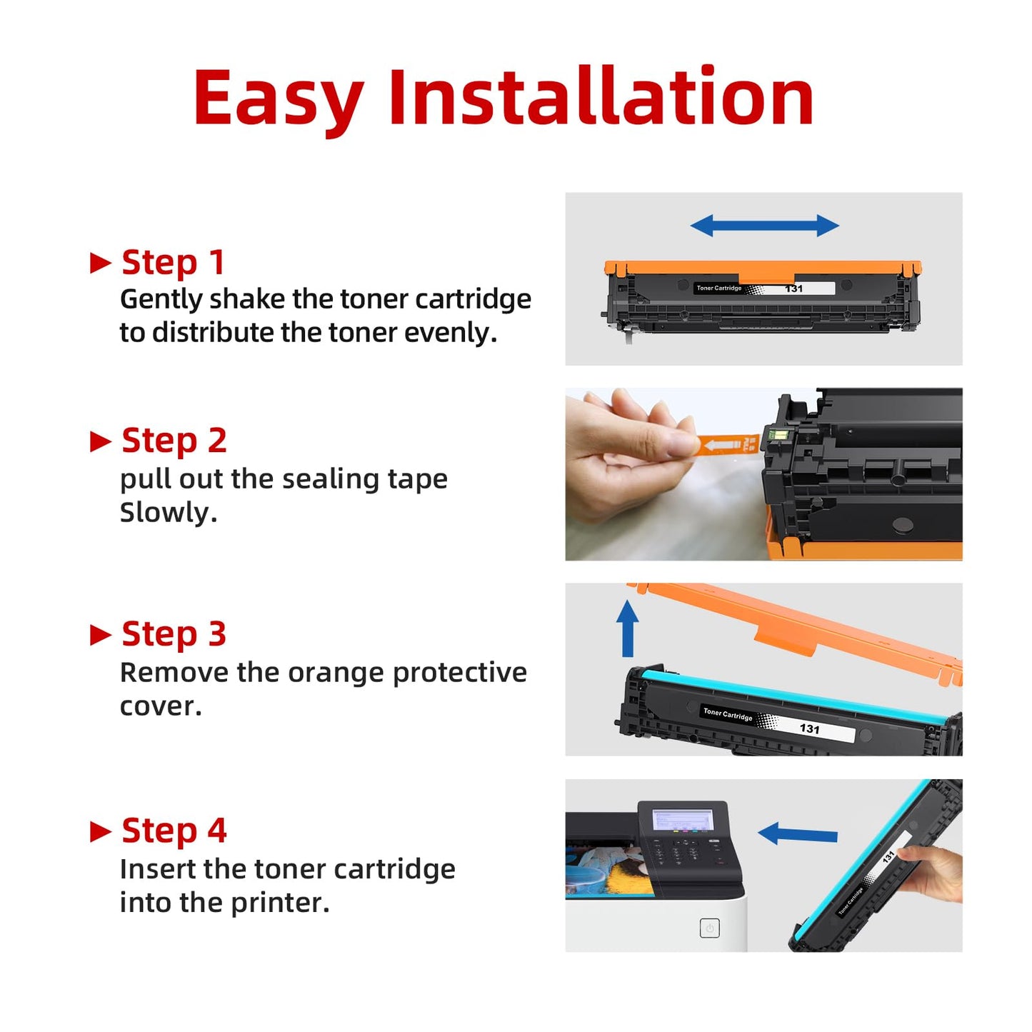 131 Toner Cartridges Replacement for Canon 131 131H 131BK CRG131 Work with Canon imageClass MF624Cw MF628Cw MF8280Cw LBP7100Cw MF8230Cn MF8080Cw Printer Toner (4 Pack)