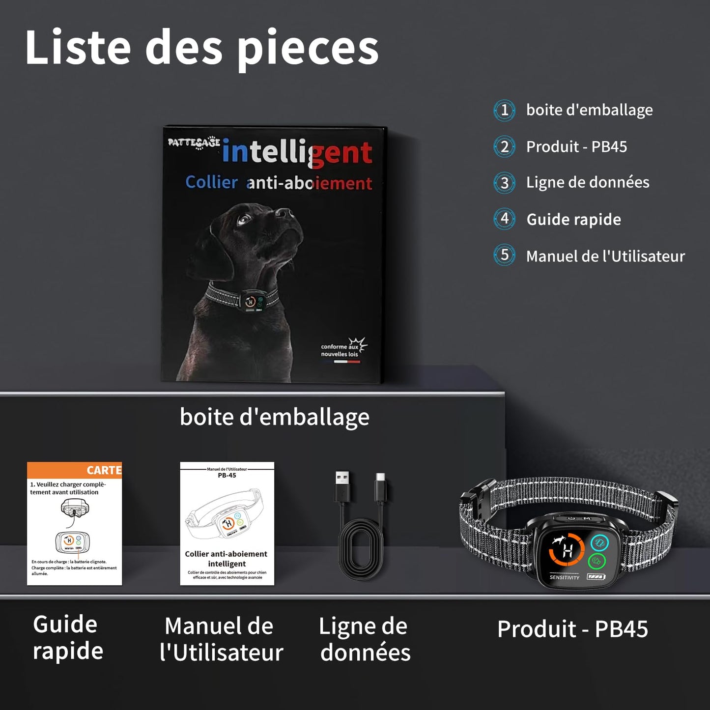 Bark Collar, Dog Bark Collar, Barking Collar for Large Medium Dogs, No Shock Collar with 6 Adjustable Sensitivity, Beep/Vibration/Beep&Vibration,Rechargeable Anti Barking Collar, IP67 Waterproof