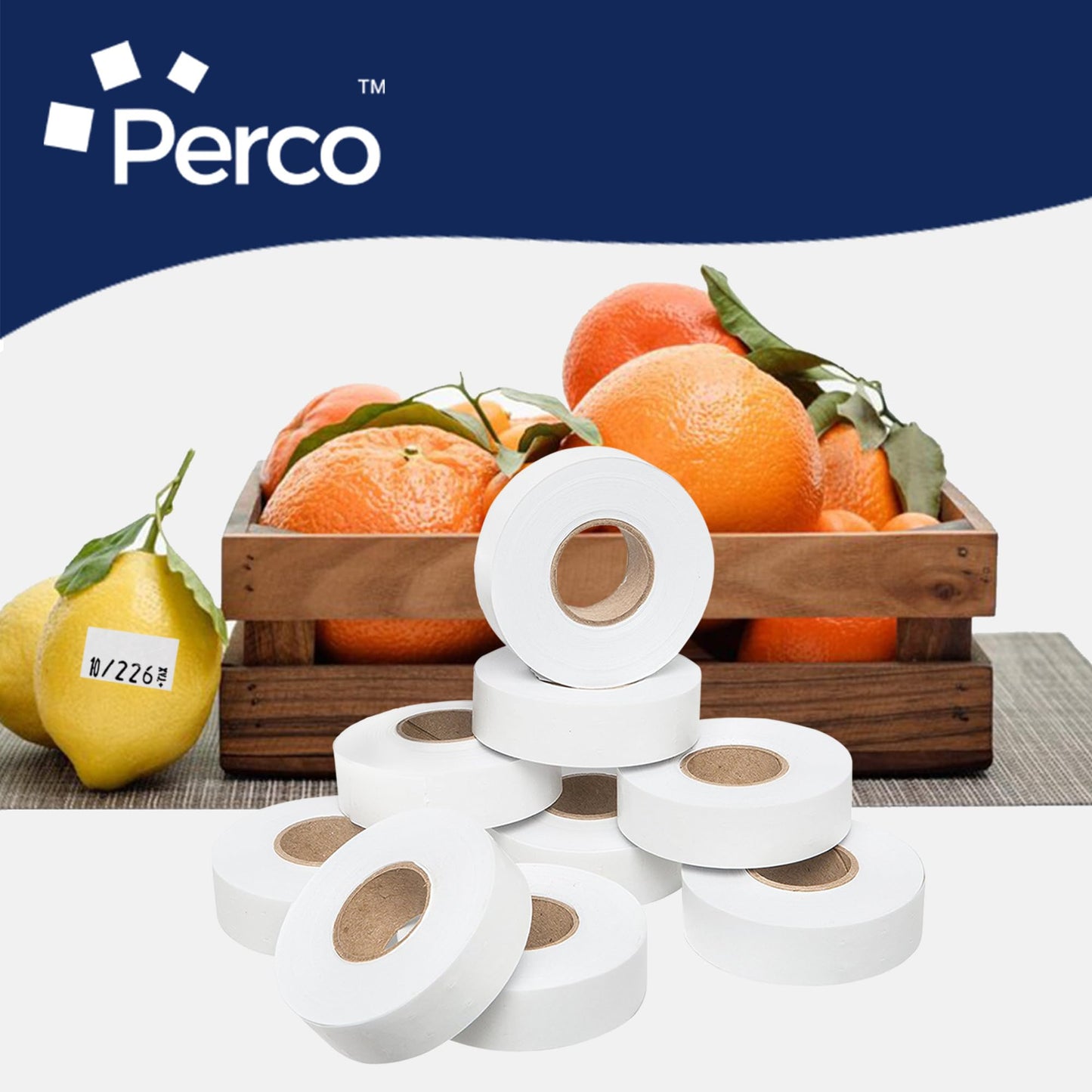 Perco 2212 White Pricing Labels for Garvey Contact 22-6/22-7/22-8 Price Gun - 9 Rolls, 11,000 Pricemarking Labels - with Bonus Ink Roll