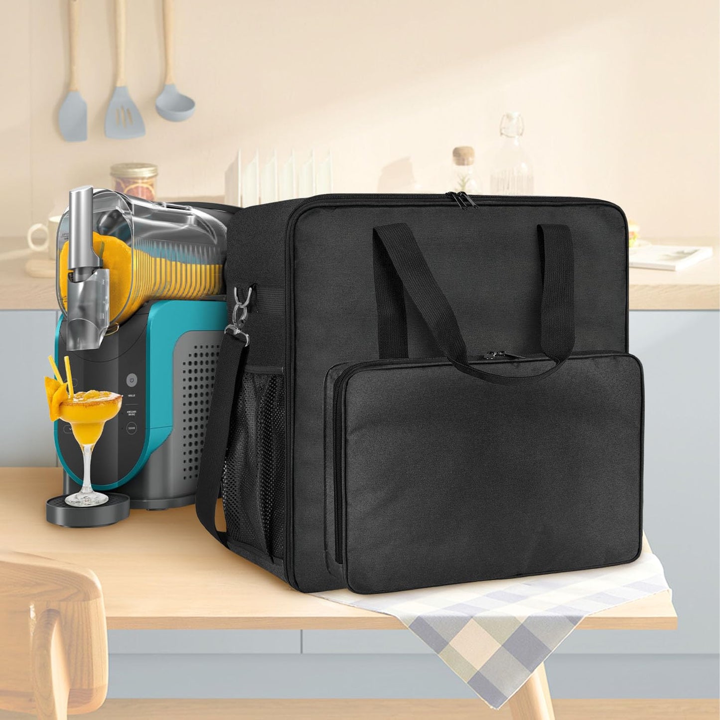 BOHEMIABY 2025Thermal Slushie Machine Carrying Bag, Large Portable Slushie Carrying Case for Ninjaa Fs301 & Fs300, Large Opening Design, Thick Padding, Removable Shoulder Strap, Accessory Bag (Black)