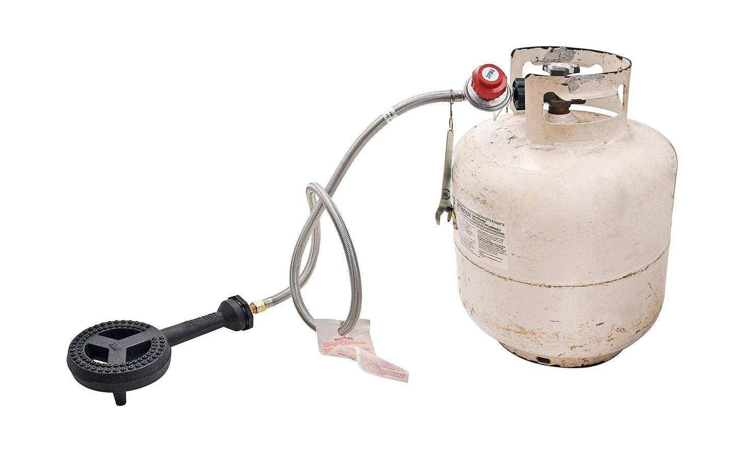 ARC G20S Heavy Duty Cast-Iron Burner Head up to 65,000 BTU, 0-20 PSI High Pressure Adjustable Propane Regulator Hose Set with Tools, Stainless Steel Hose, 5.5" Burner Head