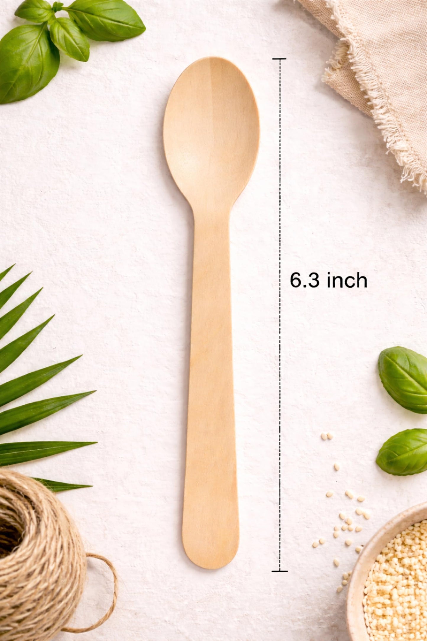 [1000 Count] Disposable Wooden Spoons, 6.3" Length | Biodegradable, Eco Friendly for Restaurant, Outdoors, Parties, and Events, Best for takeouts