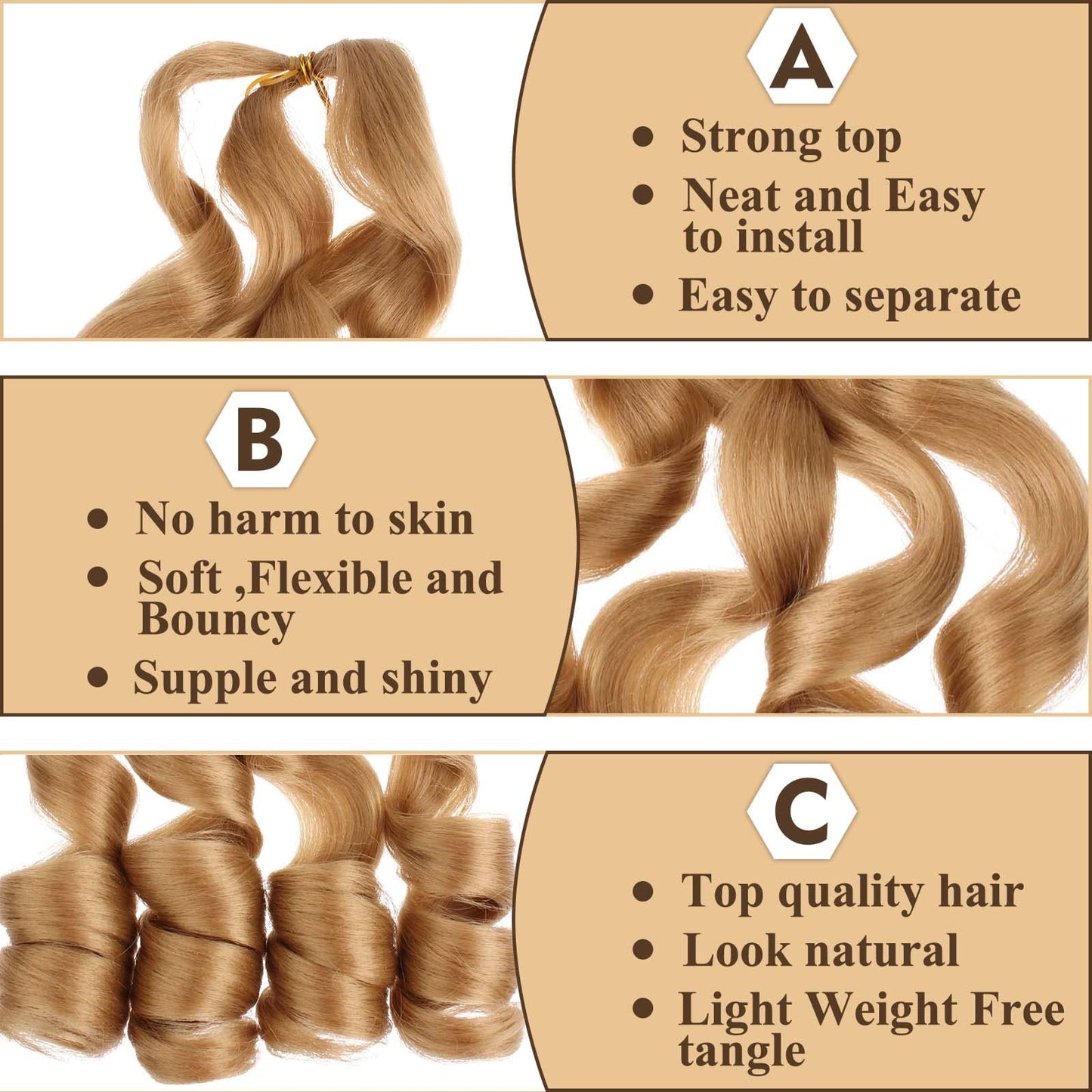 9 Packs French Curl Braiding Hair 30 Inch French Curls Braids Hair Pre Stretched Bouncy Loose Wavy Braiding Hair Synthetic Crochet Braids Hair For Box Braids Hair Extension For Women（30 Inch，27#）