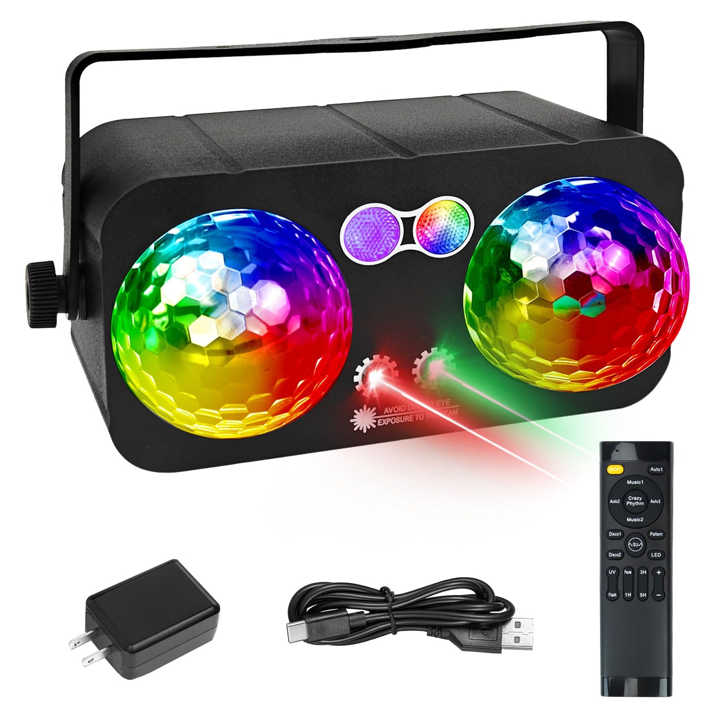 6 in 1 Party Lights Disco Ball Light Dj Disco Lights LED Stage Strobe Lights Projector Sound Activated with Remote for Dance Parties，Parties Club Bar Holiday Christmas Gift Birthday Wedding Karaoke
