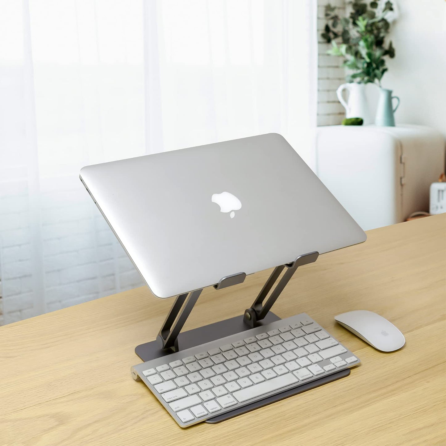 SHOPPINGALL Adjustable and Foldable Laptop Stand, Ergonomic and Portable Aluminum Laptop and Tablets Riser for Desk, Fits All Laptops and Notebooks and Tablets up to 17 Inch - SA-LS3-Black