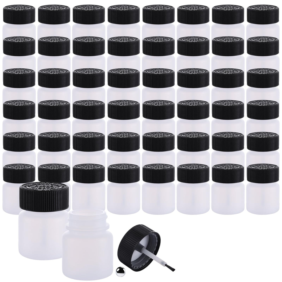 JMIATRY 50 Pack 1 OZ Paint Touch Up Bottles with Caps Empty Touch Up Bottle 1 Ounce (30ml) Touch Up Paint Container for Household or Automotive Paint, with Mixing Ball