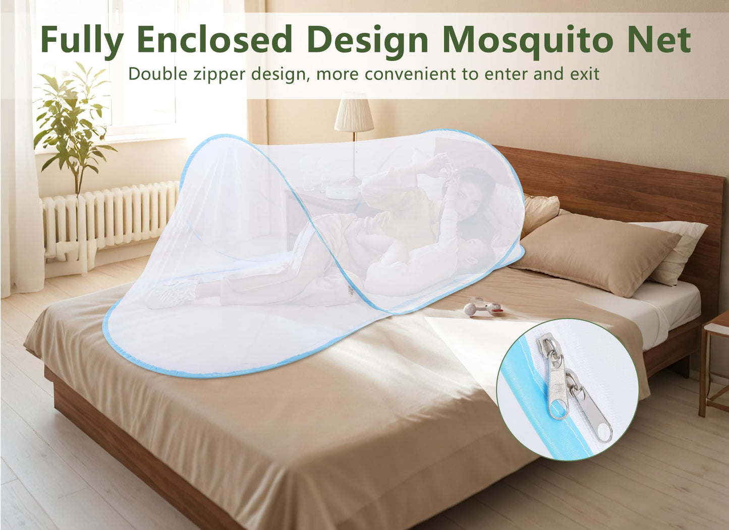 Gugxiom Foldable Net Pop Up for Single Bed, Portable Travel Net, für Bedroom, Outdoor, Camping