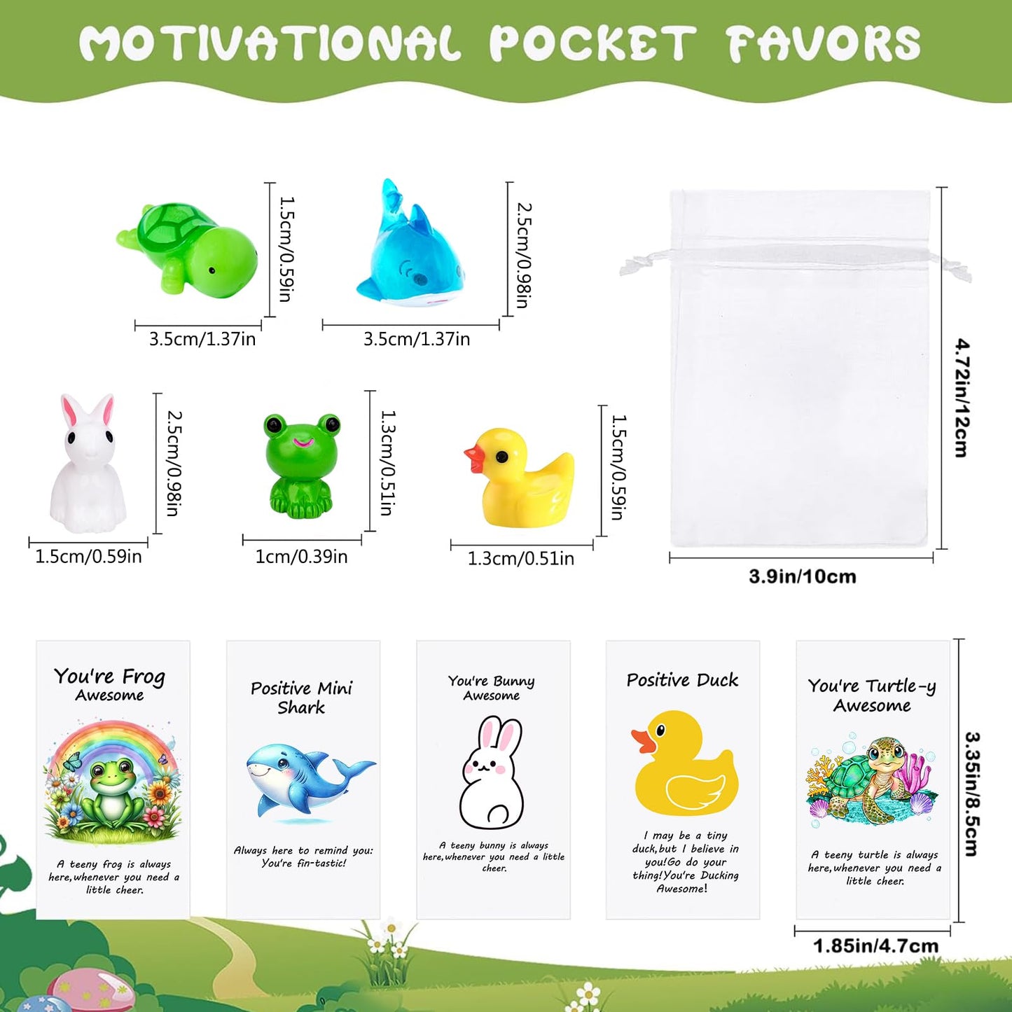 50Pack Positive Gifts Bulk Inspirational Teacher Dietitian End of Year Student Gifts,with Mini Animal Funny Card Organza Bag,Ideal for Employee Office Appreciation Bulk for Coworker Staff
