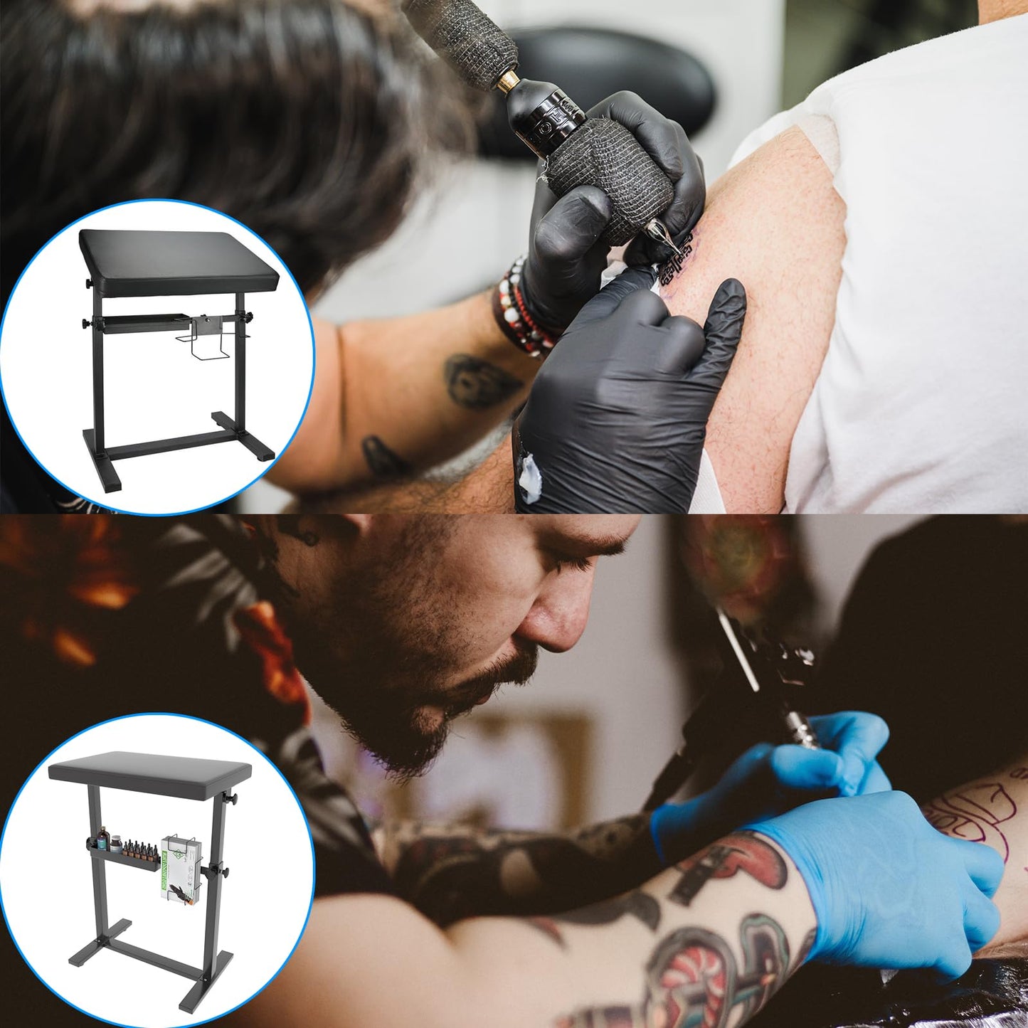 Barlezy Tattoo Armrest Stand, Height Adjustable 26"-38.5", Arm Leg Fixation, Black