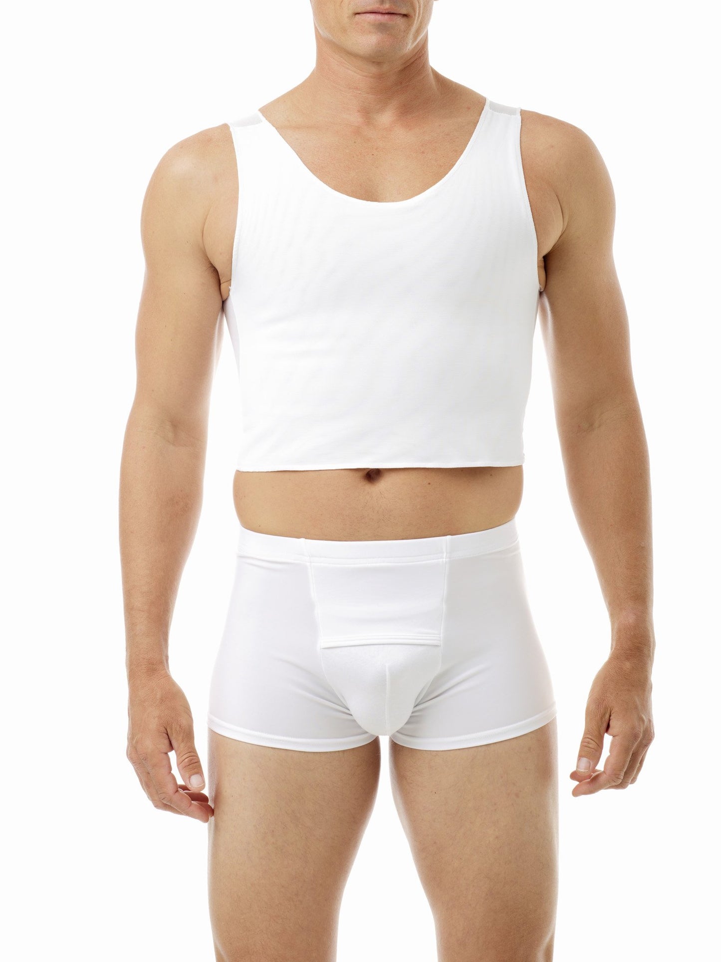 Underworks FTM Extreme Tri-Top Chest Binder Top 983, White, X-Large