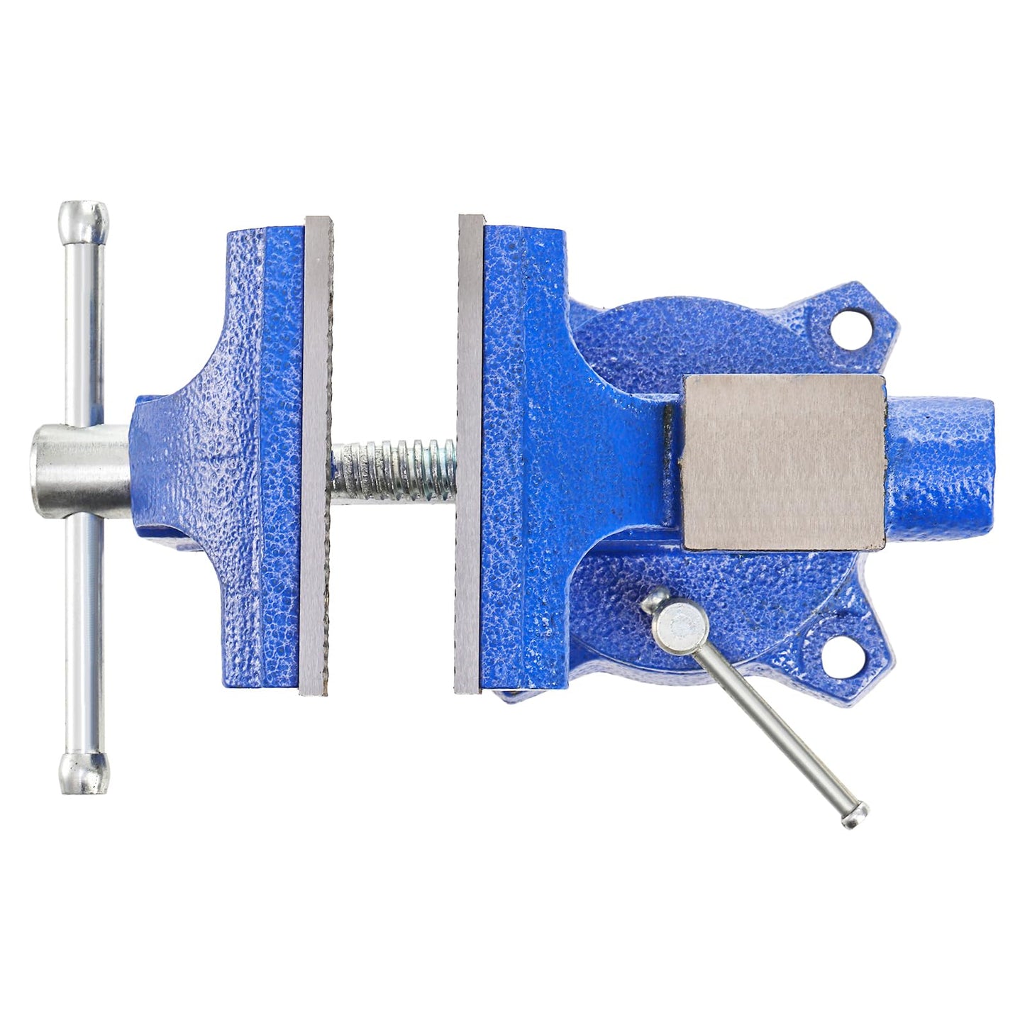 Fasmov Bench Vise, 4-1/2" Vice With 240° Swivel Base Clamp Home Vises Rotation Base, Swivel Base Bench for Workbench, Clamp-on Home Merchanic Vice Desktop Clamp for Woodworking, Drilling, Blue