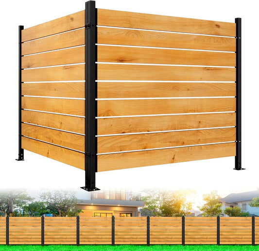 2 Panels No Dig Wooden Privacy Fence Screen, 42" H X 40" W Outdoor Air Conditioner Fences, Hide Trash Bins Or Ac Units, Decorative Garden, Patio, Backyard Fence -Temporary Fencing