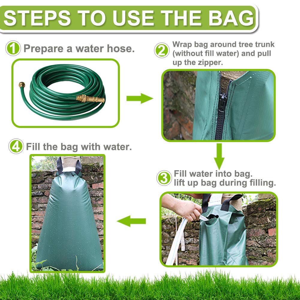 Tree Watering Bag 20 Gallon Slow Release Watering Bag for Trees Tarpaulin PVC Drip Irrigation 4 Pack
