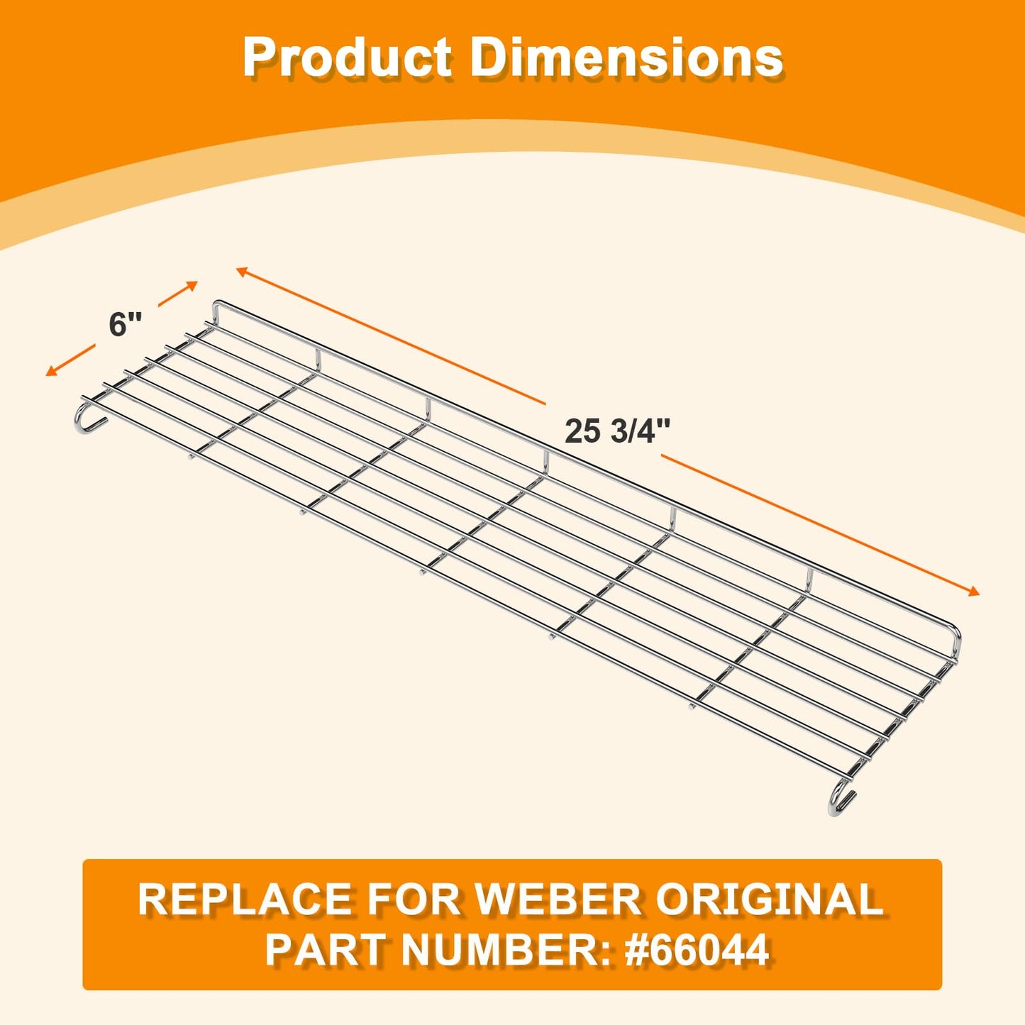 66044 Warming Rack Replacement for Weber Genesis II 300 Series GS4 4-Burner Grills, Stainless Steel Upper Grill Rack for Weber Genesis II E-310 E-315 E-330 E-335 S-310 3-Burner Models, 25 3/4"