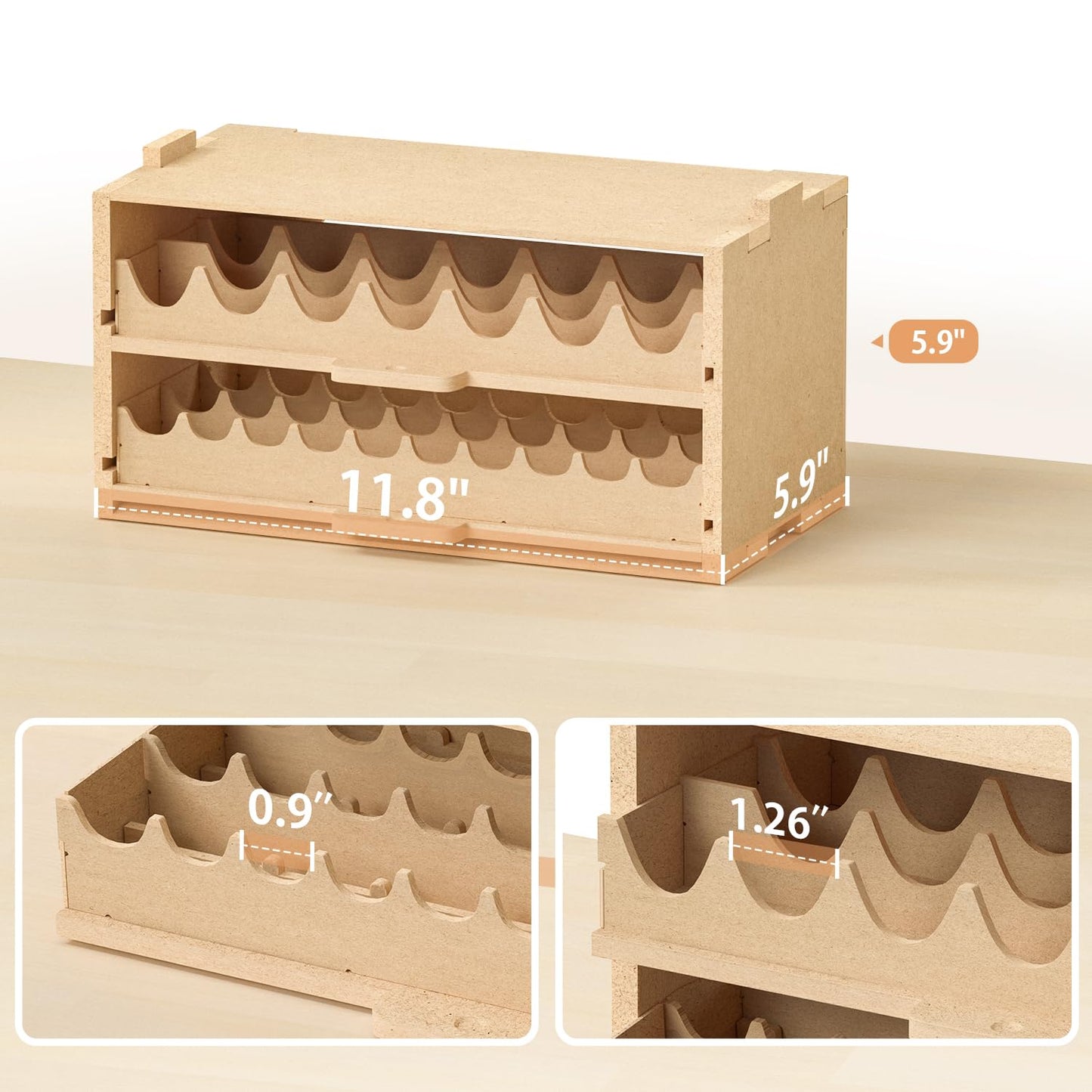 Bucasso Plastic Model Paint Rack Organizer for 50 Paints, Pull-Out Storage With MDF Material, Model Tools, Suitable for 10ml Tamiya/Mr.Hobby and Miniature Paint Set GK8