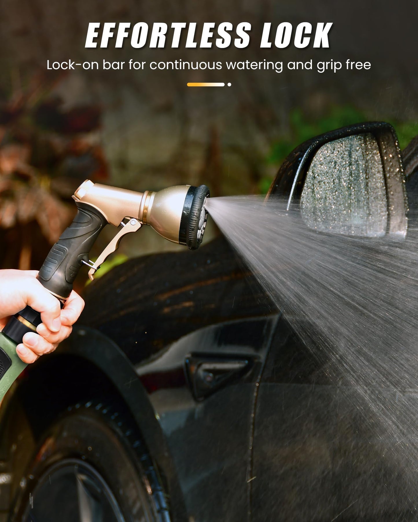 RAINPOINT Garden Hose Nozzle, 9 Spray Patterns Hose Sprayer Nozzle, Heavy Duty Metal Water Hose Nozzle, Adjustable Hand Sprayer, Watering Plants and Lawn, Pet Showering,Gray