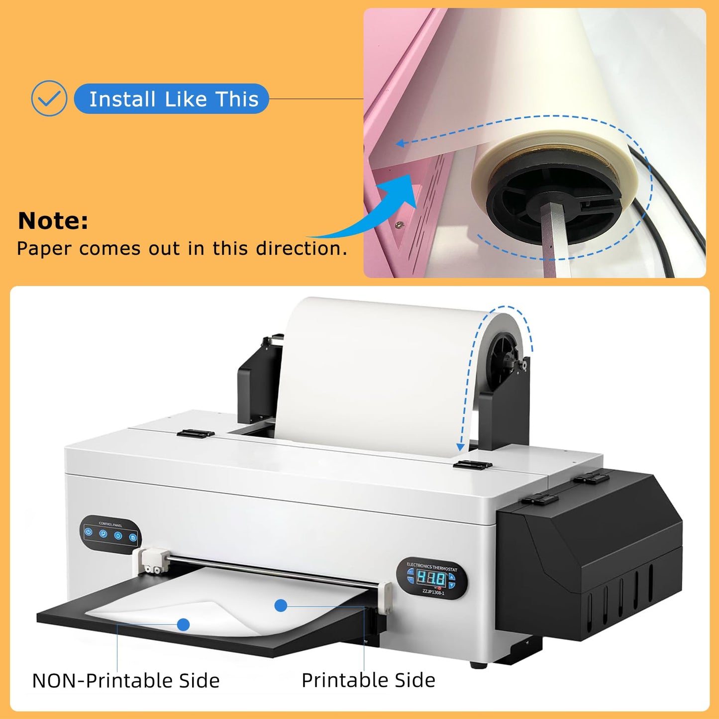 Welacer DTF Transfer Film Roll 13 Inch x 328 FT for Sublimation Double-Side Matte Clear Pretreat Sheets, PET Heat Transfer Paper for Inkjet Printer Direct Print on T Shirts Textile