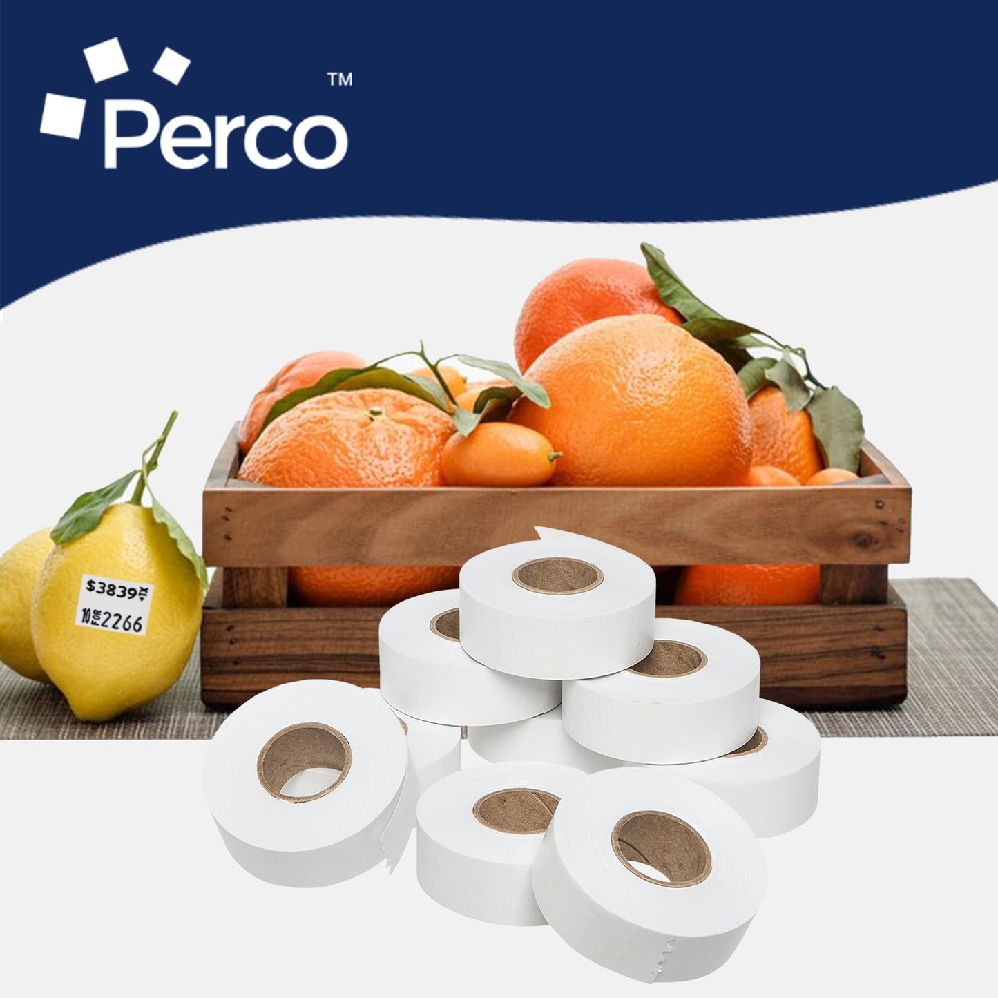 Perco White Garvey 2216 Pricing Labels for Garvey 22-66/22-77/22-88 Two Line Pricing Gun - 9 Rolls, 1 Sleeve - 9,000 Pricemarking Labels and 1 Inker Included