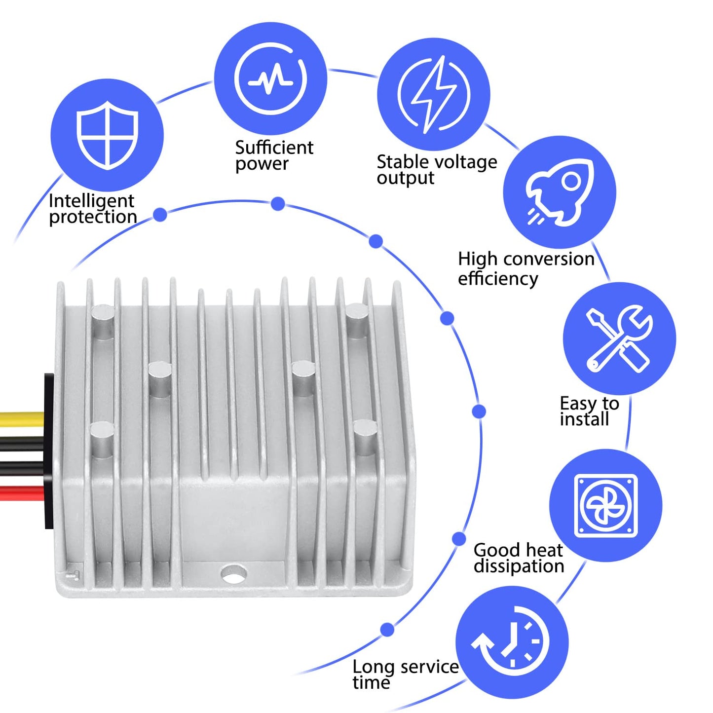 LeMotech 20A 240W 12V Golf Cart 36v/48v to 12v Converter Converter Voltage Reducer IP68 Waterproof Transformer for Golf Cart Truck Boat Vehicle