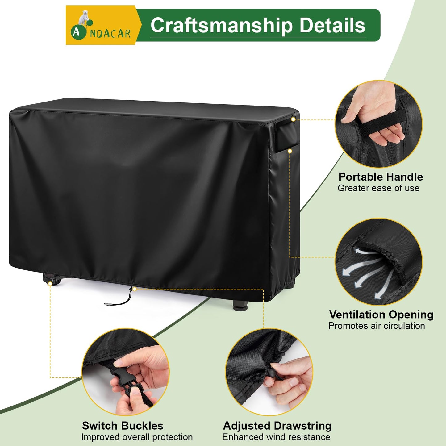 Ancadar Prep Table Cover, 52inch Outdoor Cooler Cart Cover for Keter Unity Xl Portable Bar Rolling Cooler Cart and Storage Cabinet Cover Heavy Duty Waterproof Patio Ice Tool Chest Cover