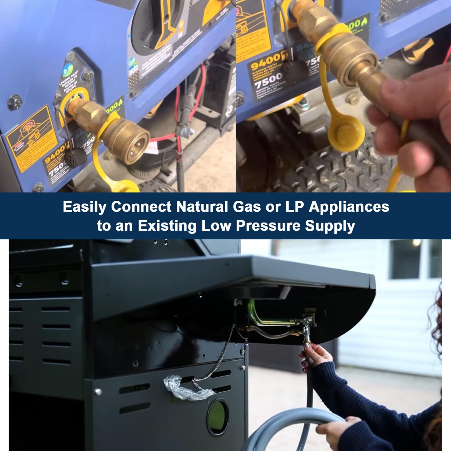 ATKKE 3/8” ID Natural Gas Hose, Propane Quick Connect Hose Assembly, Propane to Natural Gas Conversion Hose for Grill, Pizza Oven, Heater and More Low Pressure Appliance, 12 Foot…