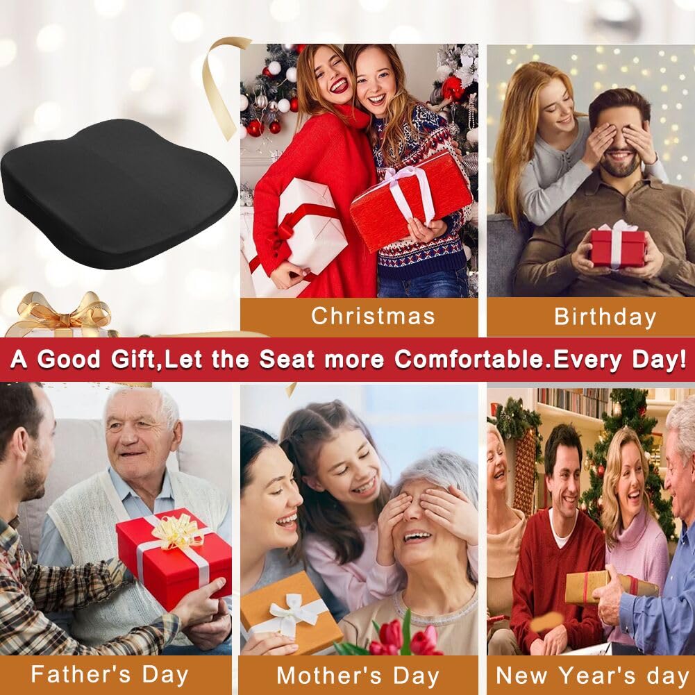 ACBAGI Adult Car Booster Seat for Driver, Driving Seat Cushion,Comfort Memory Foam Car Seat Cushion for Height, Seat Cushion for Car,Office Chair and Home Chair (Black A)