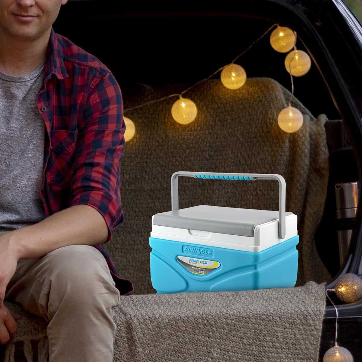 Picnic Cooler – 4.5 Liter Hard Cooler – Coolbox Keeps Contents Cool for 48 Hours – BPA Free Outdoor Cooler – Portable Cooler for Picnics, Grill, Camping (Sky Blue)