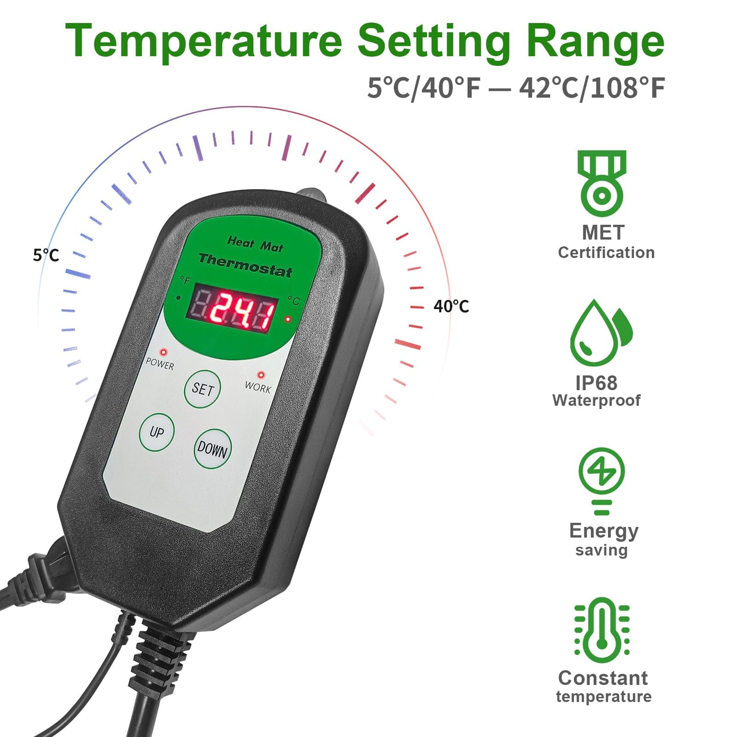 Bestio 10 in x 20.75 in Seedling Heat Mat, Waterproof Heat mats for Seed Starting, MET & UL Dual Certification Standard for Seeding, Greenhouse Growing