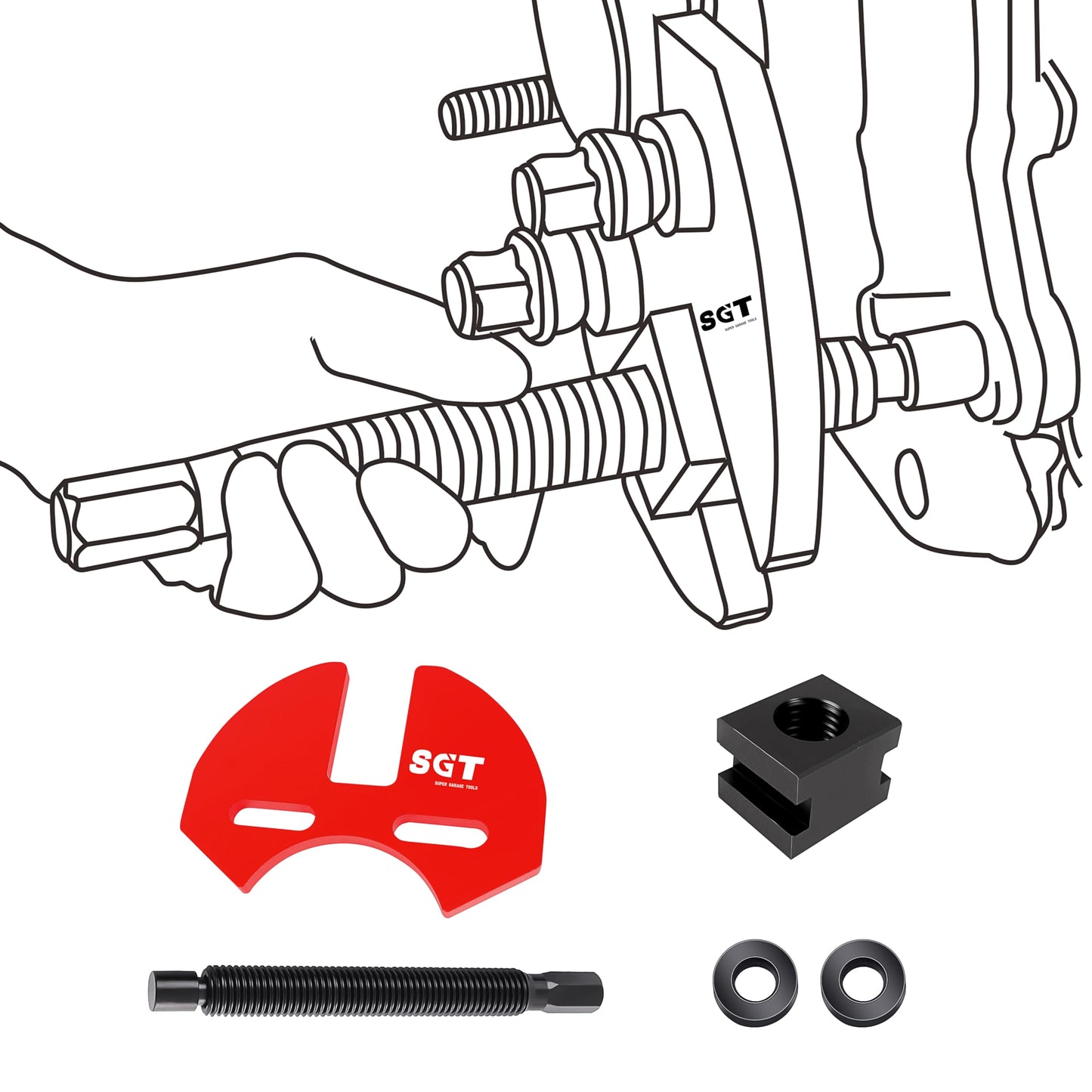 SGT 40100 Hub Remover Set,Wheel Bearing Hub Remover Tool Set Compatible with 5 6 8 Lug Hub Assemblies on Cars and Trucks,Wheel Hub Removal Tool with Gloves