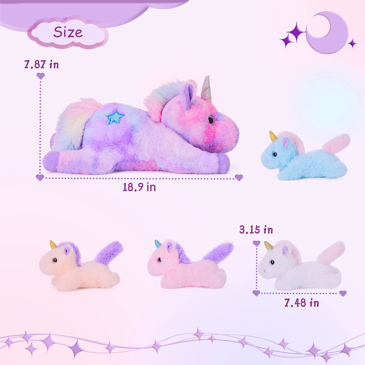 IKASA Mami Unicorn Cuddly Toy Soft Toy 48 cm Mum and Baby Plush Toy for Girls Age 4-6 Plush Toy, Gift for Children