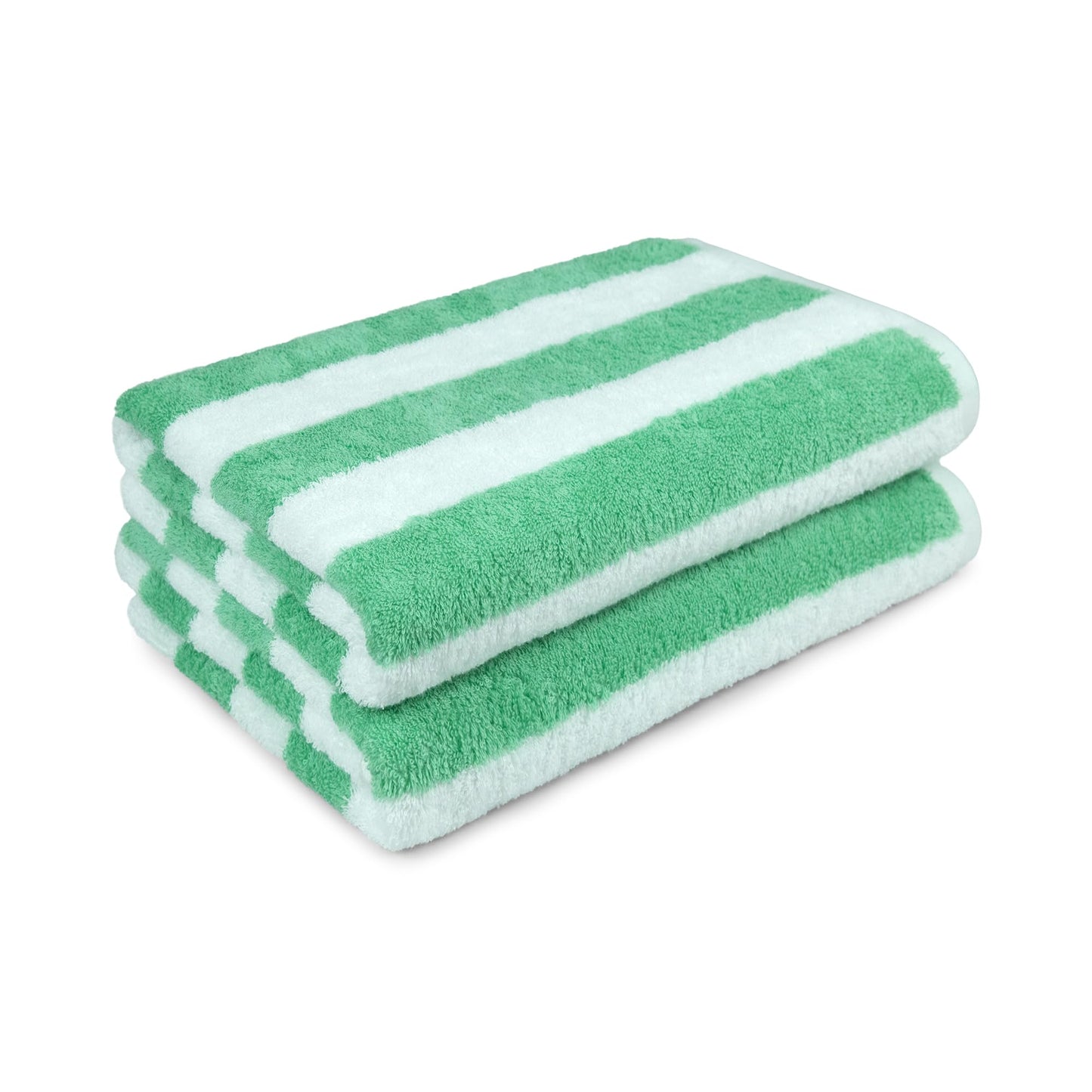 Amazon Basics Cabana Stripe Beach Towel - Pack of 2, Green