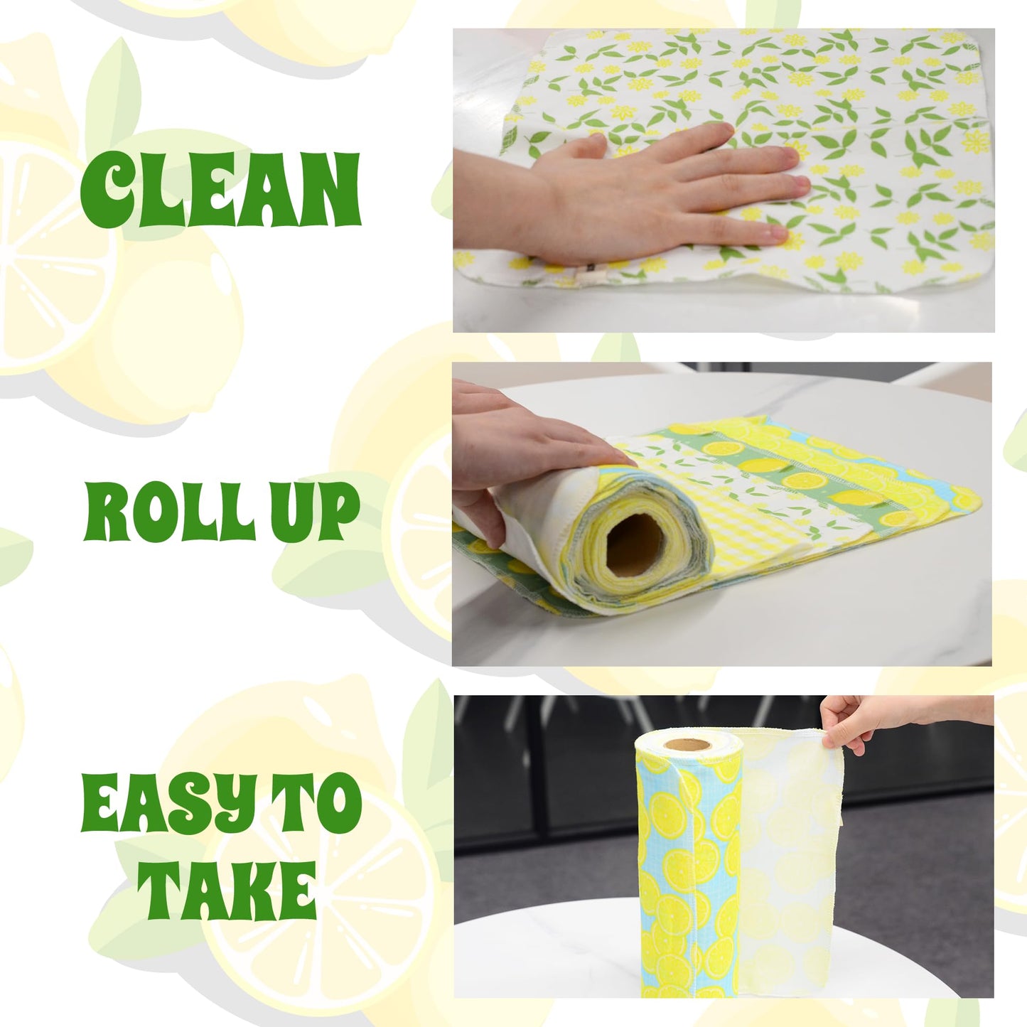 BreodyEco Reusable Paper Towels - Value Pack of 25 Jumbo Large Paperless Paper Towels, Reusable Cotton Cloth Napkins Alternative Washable Roll, Absorbent Sustainable Kitchen Dish Cloth