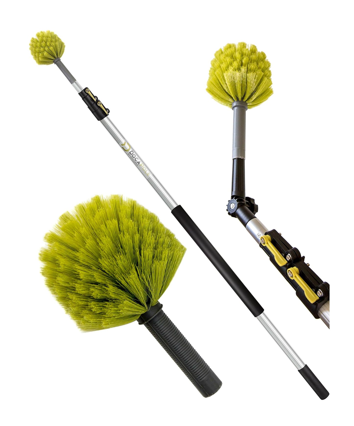 DOCAZOO Telescopic Pole - Extension Pole, Window Cleaning Kit, Ceiling Cleaning, Feather Duster, Snow Removal, Window Squeegee, High Reach Indoor & Outdoor Kit - (12 Ft Ext Pole with Cobweb Duster)