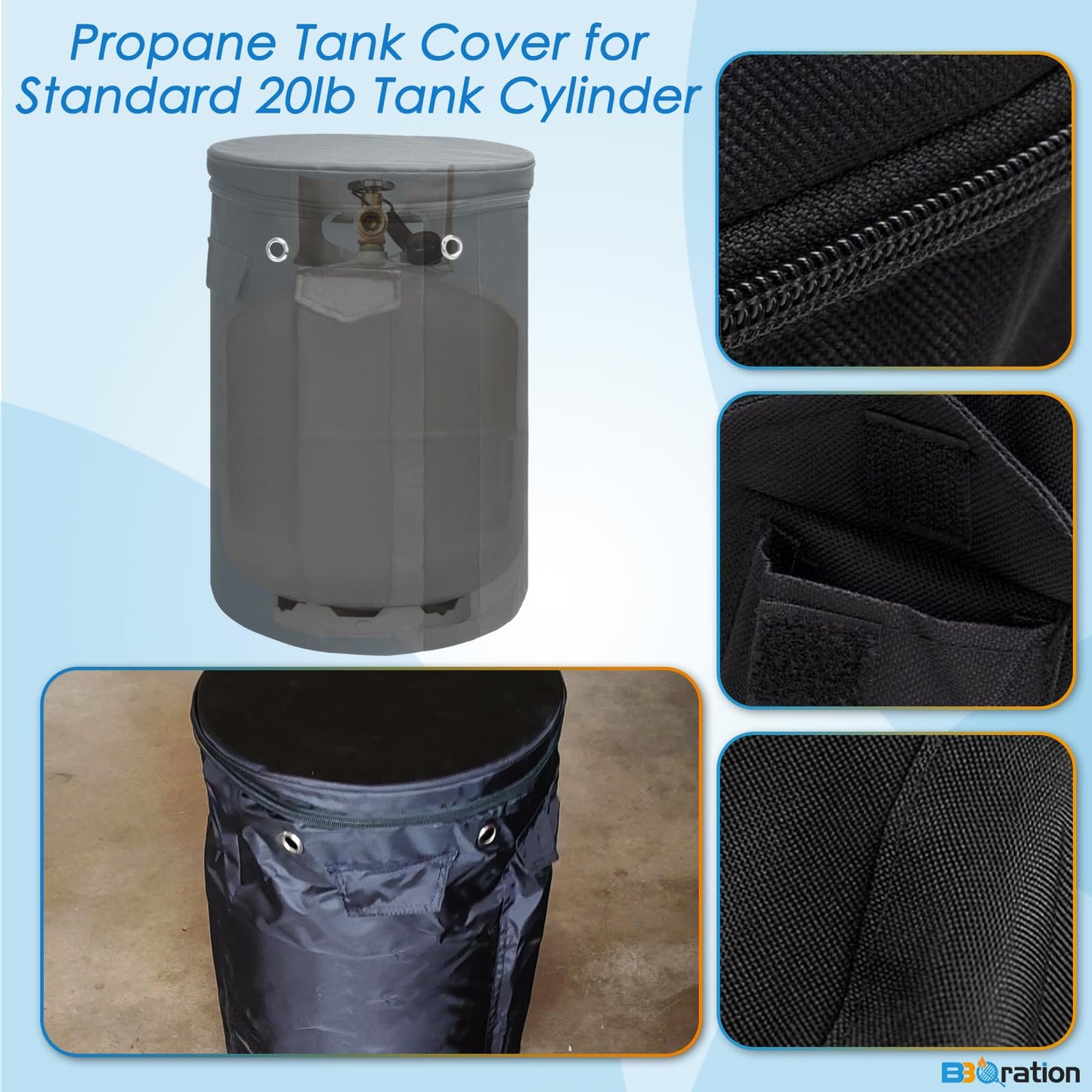 Propane Tank Cover for Standard 20lb Tank Cylinder, Heavy Duty 600D Waterproof Propane Cover with Side Flip Flap for BBQ Gas Grill Tank Cylinder Tank Cover Gas Cylinder Cover