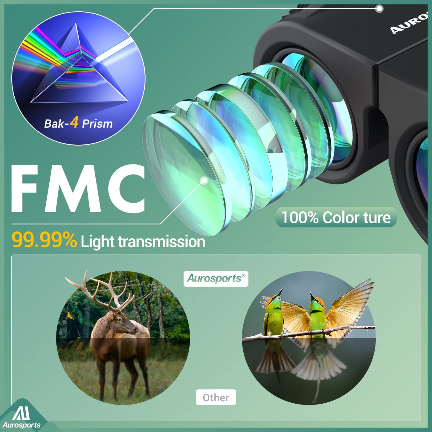 Aurosports 10x25 Binoculars for Adults Kids, Bright View Compact Binoculars with Weak Light Vision, Easy Focus Small Binoculars for Bird Watching Outdoor Sports Games Travel Hunting Hiking