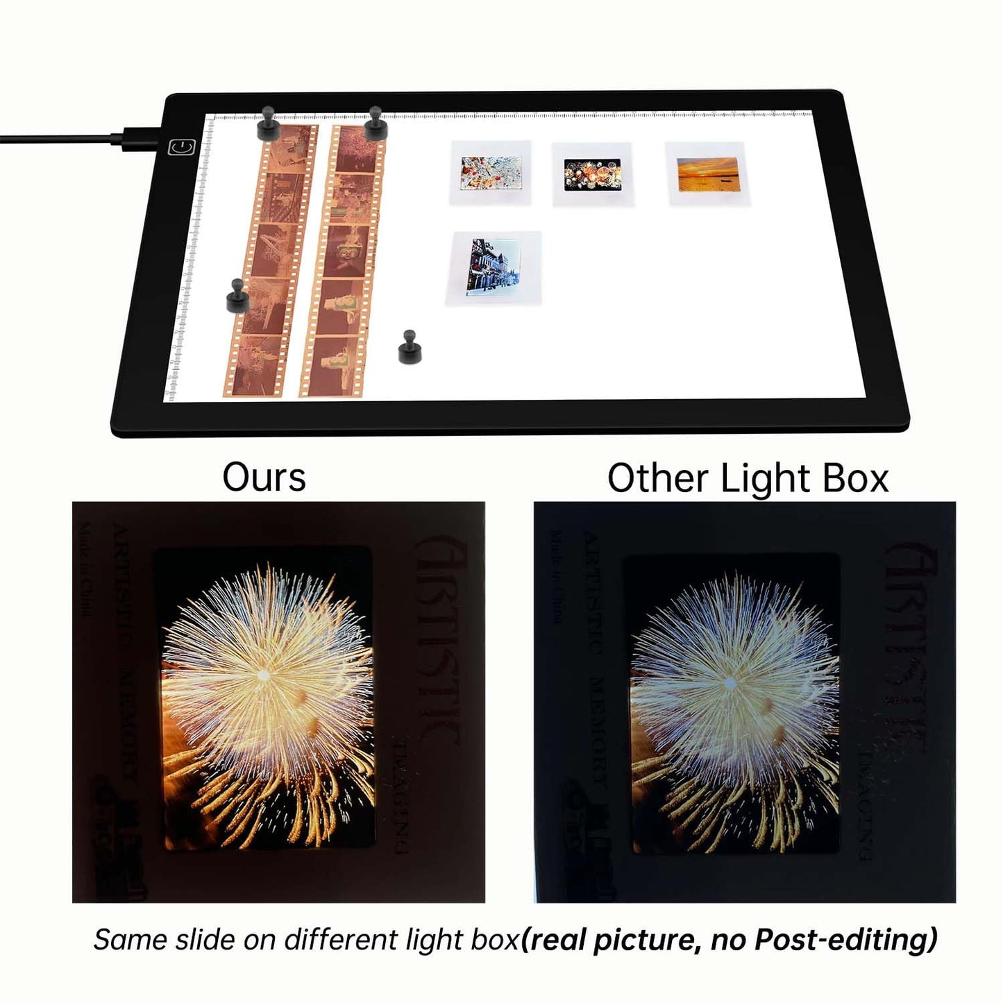 Magnetic Slide Viewer 5600K 12”x8” Ultra-Thin Adjustable Brightness Backlight for Slides and Film Negative Scanning