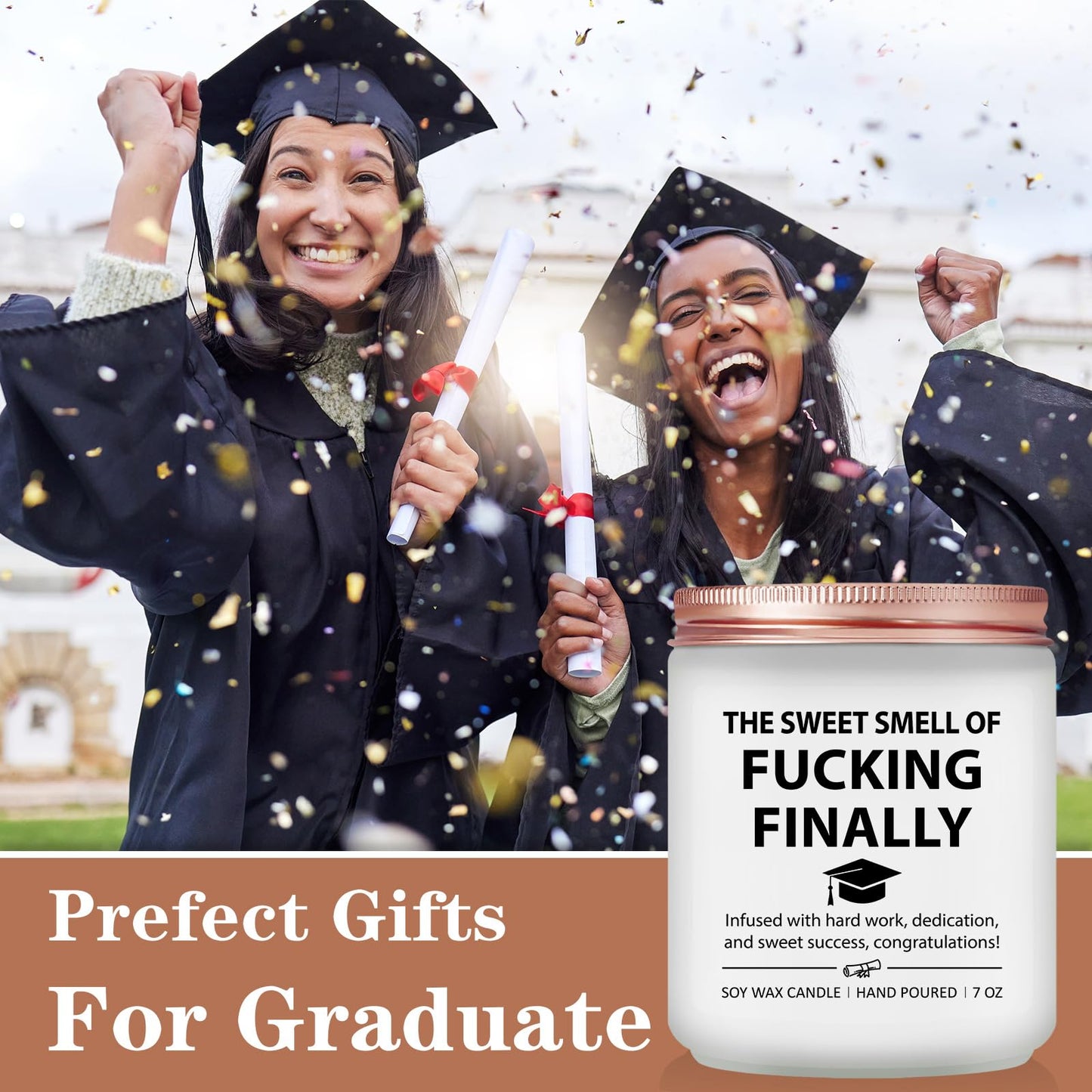 Risnoae Graduation Gifts for Her 2026 - High School, University, College, Masters Degree, Phd, Nurse Graduation Candle Gifts for Women, Men - Cool Personalized Female Grade 8 Graduated Gift