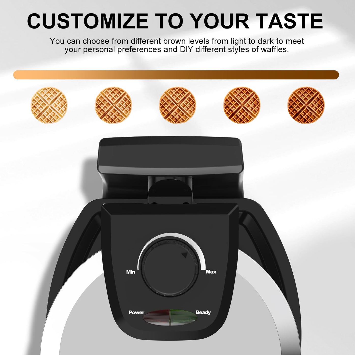 Waffle Maker, Rotating Belgian Waffle Maker, 180° Flip Waffle Iron, Non-Stick Plate, Adjustable Browning Control, Foldable Cool Touch Handle, Removable Drip Tray, Space Saving Storage, Stainless Steel