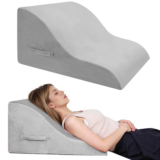 Babenest Wedge Pillow for Adults, Washable Cover High-Density Foam Triangle Orthopedic Pillows for Leg Elevation, After Surgery, Acid Reflux, Back Support for Sitting Up in Bed, Incline Cushion(Grey)