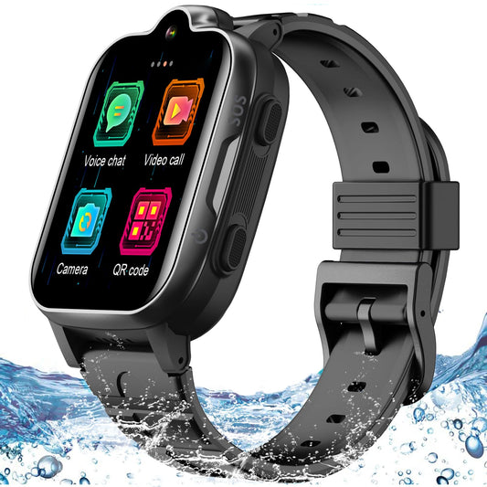 4G GPS Kids Smart Watch - with Whatsapp Line Facebook TikTok Smartwatch Global Phone Watch Real Time Tracking Waterproof SOS Emergency Alarm Two-Way Calling Video Call Text Voice Chat for Ages 3-15