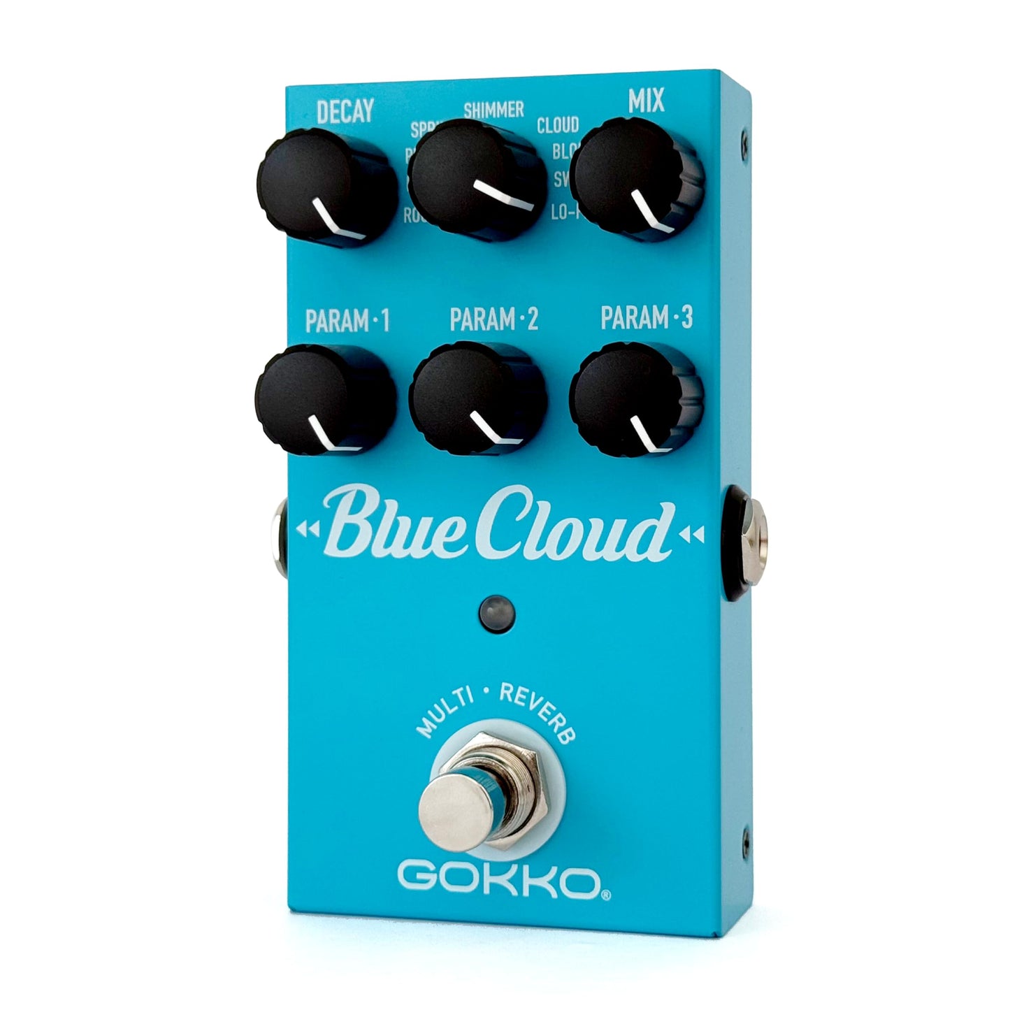 GOKKO GK-71 Bluecloud Multi-Reverb Guitar Pedal – 9 Reverb Modes (Room, Hall, Plate, Spring, Shimmer, Cloud, Bloom, Swell, Lo-Fi) – Stereo Input/Output, True Bypass, 9V DC
