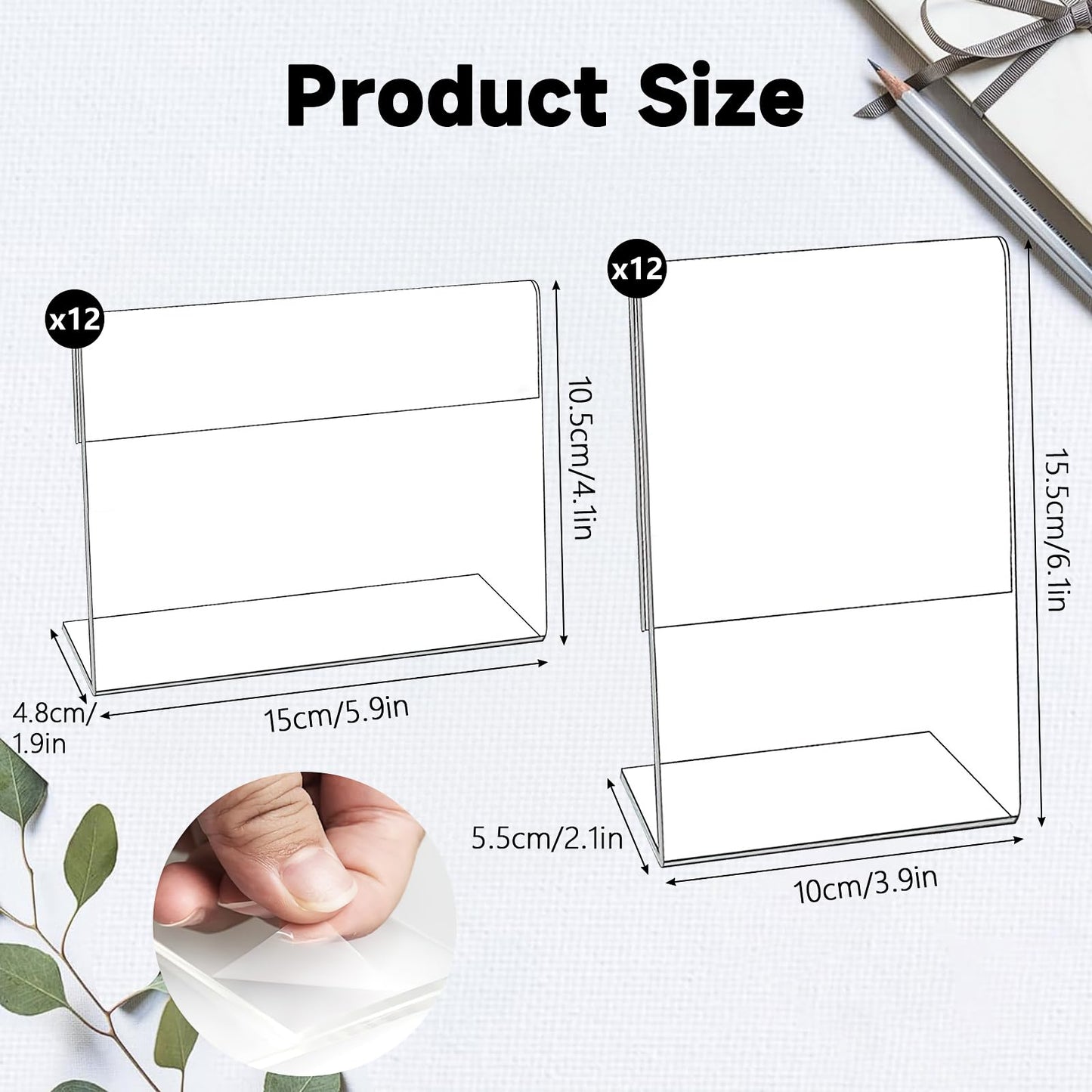 24Pcs 4 x 6 Inch Acrylic Picture Frames, Acrylic Sign Holder Clear Flyer Display Stand Photo Frame Stands Picture Display Stand for Home Office Wedding Desktop, Vertical & Horizontal